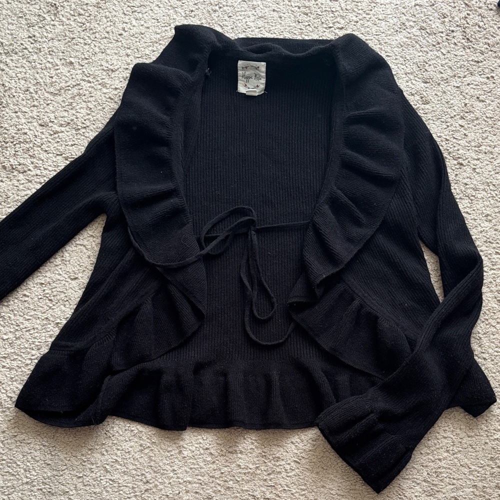 Black Ruffled Cardigan
